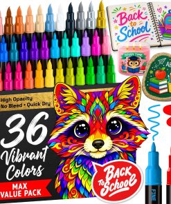 ARTISTRO 36 Acrylic Paint Markers - Paint Pens for Drawing - For Fabric. Rock. Glass. Wood. Molds - Arts & Crafts Gift for Adults. Teens. Kids. Classroom Must Haves & School Supplies
